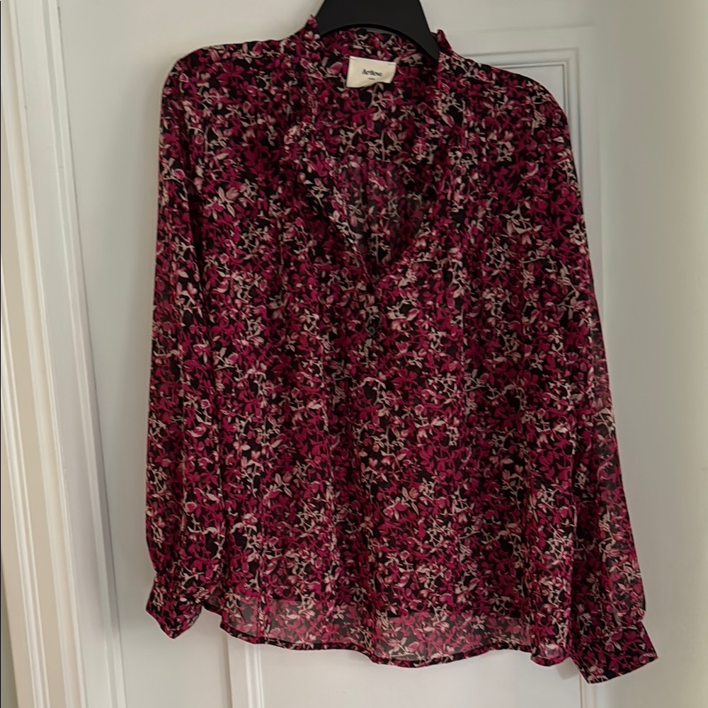 Floral semi sheer blouse, sz 42
